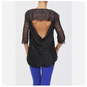 BCBGMAXAZRIA Lace Exposed Back Top
